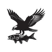 An eagle with a fish on its back vector