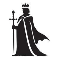 King silhouette - Medieval king Illustration in black and white vector