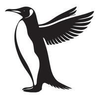 Simple King Penguin Silhouette - Black and White Bird Drawing vector