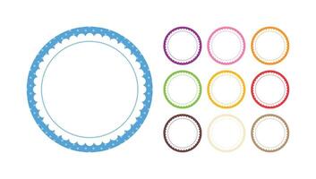 Set Of Colorful Lace Edged Blank Plain Circular Frames Collection Design vector