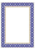 Blue gold vintage pattern in Victorian style in shape of a rectangular. Ornate element for design. Ornamental pattern for wedding invitations, greeting cards. Traditional contrast decor. A4 format vector