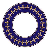 Fleur-de-lys motif in a repeating pattern, in royal blue and gold round pattern, frame. Round frame lily flower heraldic emblem. Royal fleur-de-lis . For plates, textile, print design vector