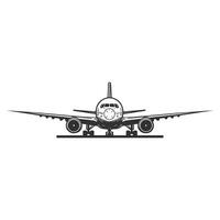 Classic Airplane Front View Minimalist Illustration on White Background vector