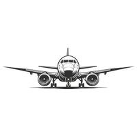 Front View Airplane Illustration on White Background. vector