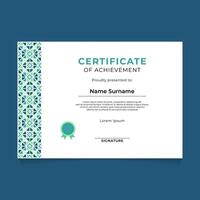 Islamic Oriental Geometric Certificate Design with Vertical Ornament on The Left Side vector