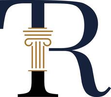 TR Luxury Letter with Law logo design vector