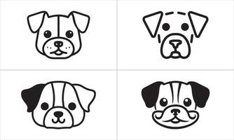 four dog faces with different expressions vector
