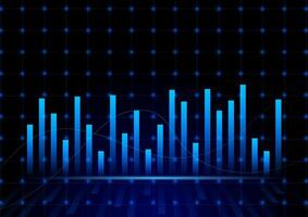 Stock and investment concept. A bar and line graph on dark blue background. Burish market, profit of wealth, high-risk high return, business growth up. vector