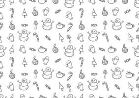 Doodle art of Christmas tree and winter seamless patterns on a white background. For cards, frames, posters, book covers, textiles, wallpaper, wrapping and fabric. vector