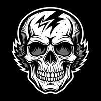 a skull with lightning bolt on it vector