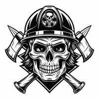 skull in a helmet with axes and hat vector