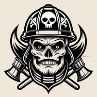 skull with helmet and axes in a vintage style vector