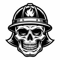 skull in a fireman helmet illustration vector