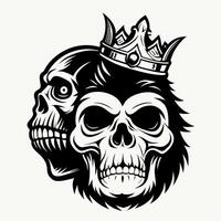a skull with a crown on its head and a gorilla vector