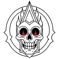 a skull with red eyes and a crown on it vector