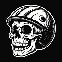 skull in a helmet on a black background vector
