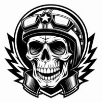 skull in a motorcycle helmet with a star on the side vector