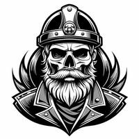 a skull in a helmet with beard and mustache vector