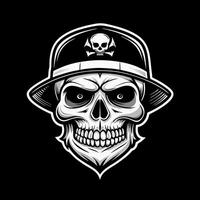 skull in a hat on a black background vector