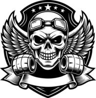 skull with wings and goggles in a vintage style vector