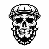 skull with beard and hat vector