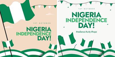 1st October Nigeria Independence day celebration banners template design with its flags, abstract art elements in flag colours. vector