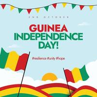 Guinea Independence Day background, banner, post design. 2nd October Independence day of Guinea celebration banner with its flags vector