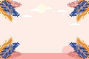 Luxury Pastel Floral Leaves Background with Tropical Botanical Design for Modern Posters Invitations and Product Display Graphics vector