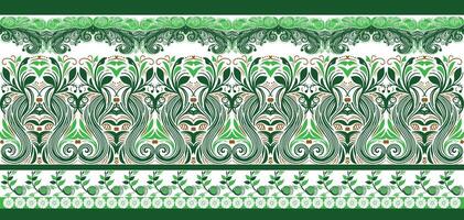 Elegant Botanical Floral Pattern with Border Design Featuring Modern and Traditional Elements in Geometric and Watercolor Prints vector