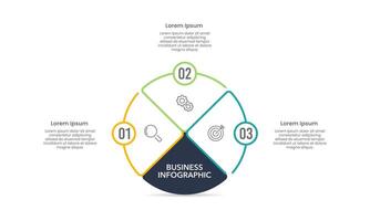 Circle Infographic design template. 3 steps to achieving of company goals. Business presentation, Planning, Strategy and Marketing. vector