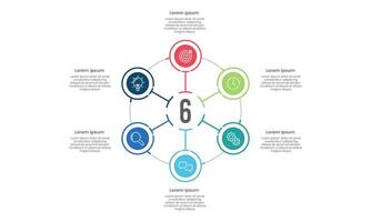 Infographic design template 6 steps to success. Business presentation Management Workflow Strategy and planning. vector