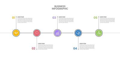 Infographic Timeline Design Template 5 Steps to Success. Business Presentation, Management, Workflow, Milestone, Strategy and Planning. vector