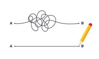 Complex and easy simple way from point A to B illustration. vector