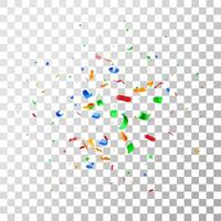 3D colorful confetti in empty space. paper firecracker elements in various shapes vector