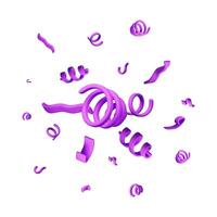 3d set of spiral confetti isolated. Render colorful serpentine vector
