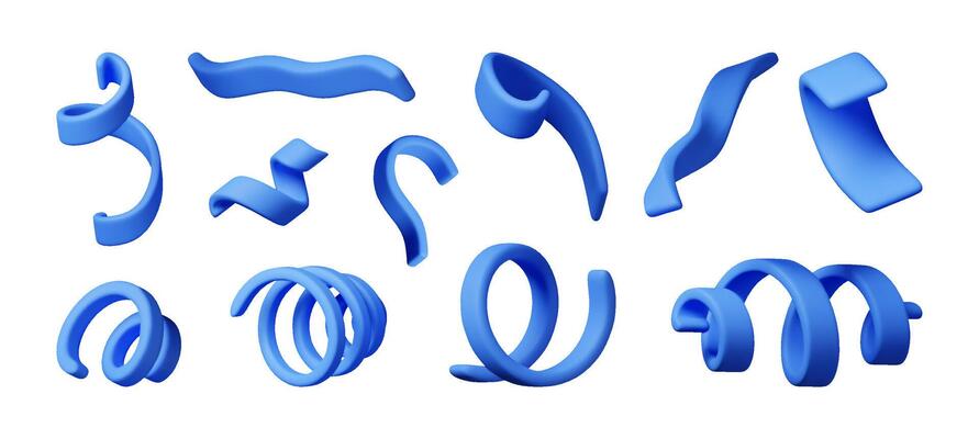 3d set of spiral confetti