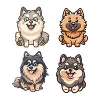 Keeshond dog tshirt design graphic cute happy kawai style vector