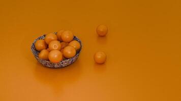 Mandarine falling to surface orange animation video