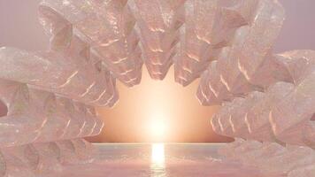 A large archway with a sun shining through it video