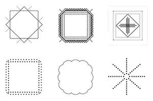 6 different Thin outline Borders and Shapes for Graphic Design vector