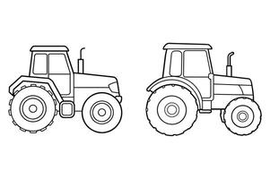 2 Different Tractor Outline Design on white background. vector