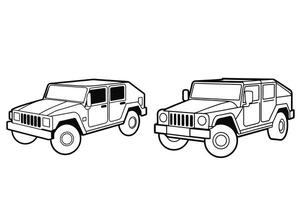 2 different Humvee Outline on white background vector