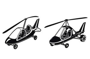 Isolated Gyroplane silhouette on white background. vector