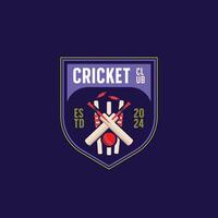 simple emblem of cricket logo template. cricket ball bat and stick graphic element design vector