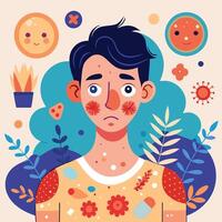 Illustration of a man with a rash on his face vector