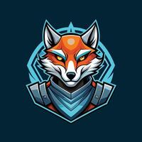 Cybernetic fox mascot esports gaming logo vector
