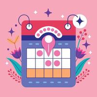 A calendar with dots and flowers on it vector