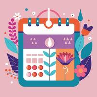 Calendar with flowers and plants on it vector