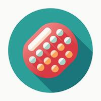A pill with a long shadow on a blue background vector