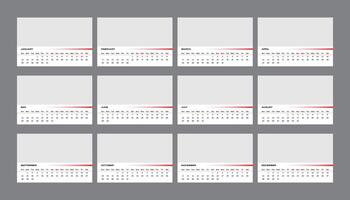 Minimal Horizontal 2025 Desk Calendar with Clean Design vector